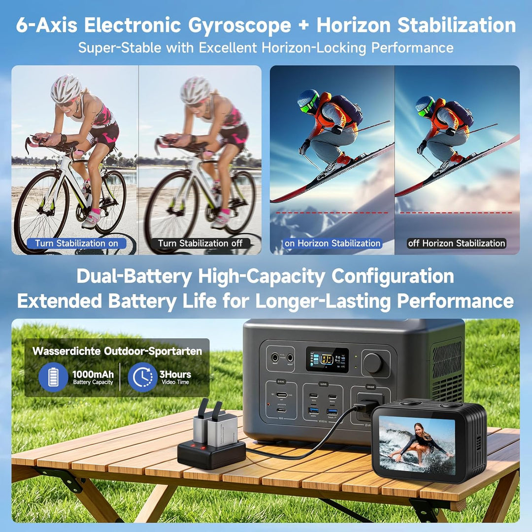 AIKER Action Cam 4k,Pro-Version Action Kamera Mit 5k/30FPS,48MP, Ultra Stabil EIS Bildstabilisierung