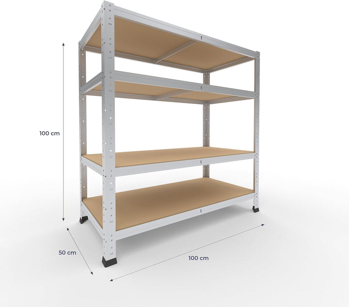 shelfplaza® 100x100x50cm Home Schwerlastregal verzinkt/Metallregal mit 4 Böden/Kellerregal Metall, G