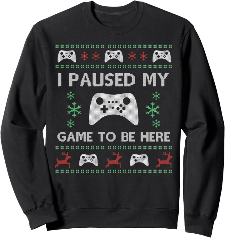 Gamer Paused My Game Ugly Christmas Sweater Sweatshirt