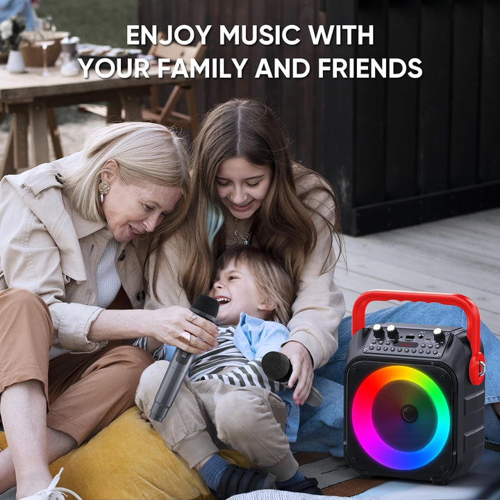 Wowstar Tragbare Karaoke Maschine mit 2 kabellose Mikrofone, Bluetooth Lautsprecher Box für Erwachse