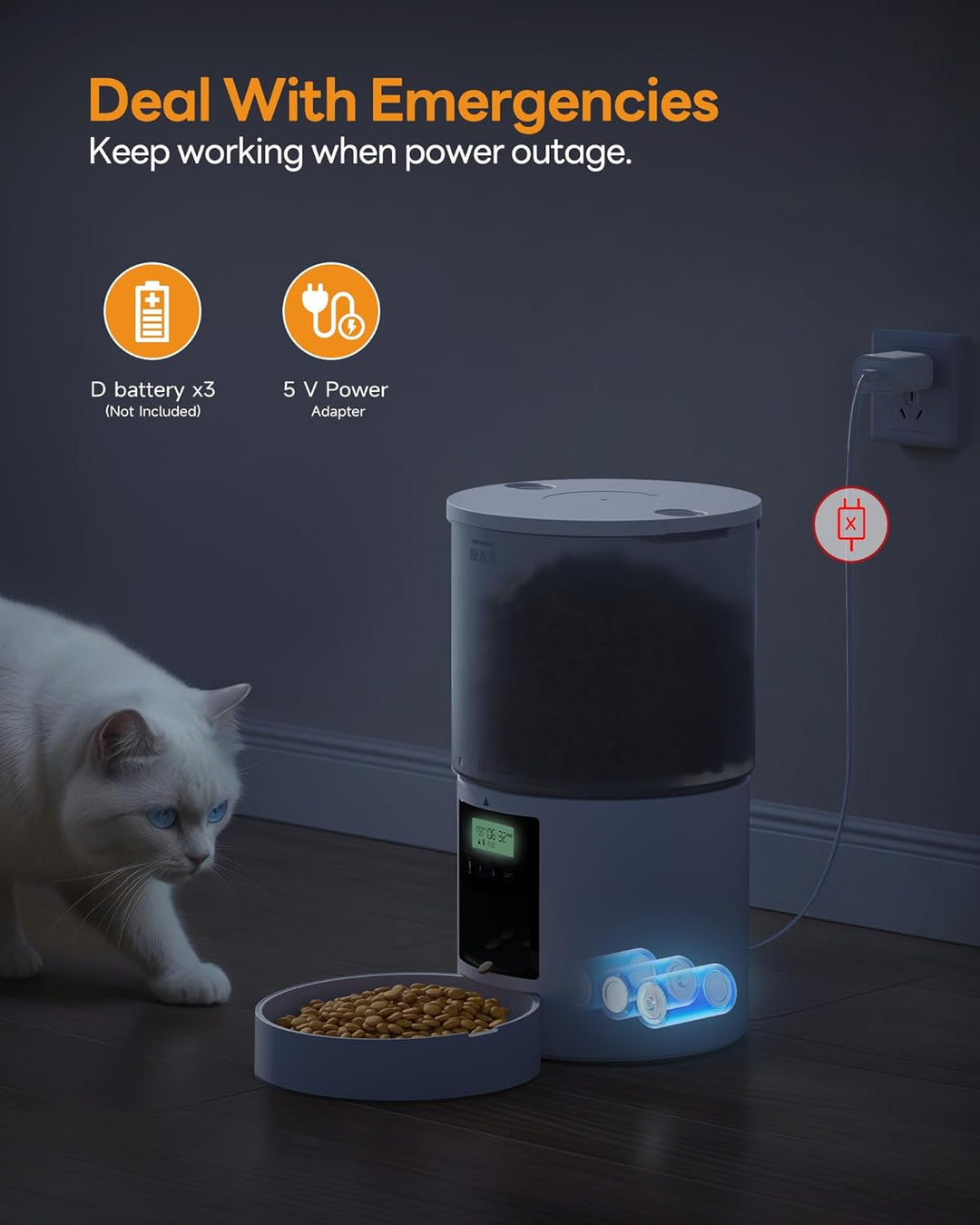 Futterautomat Katze Katzenfutter Automat mit Timer: Futternapf mit Automatic Futterautomat 4L - 10s-