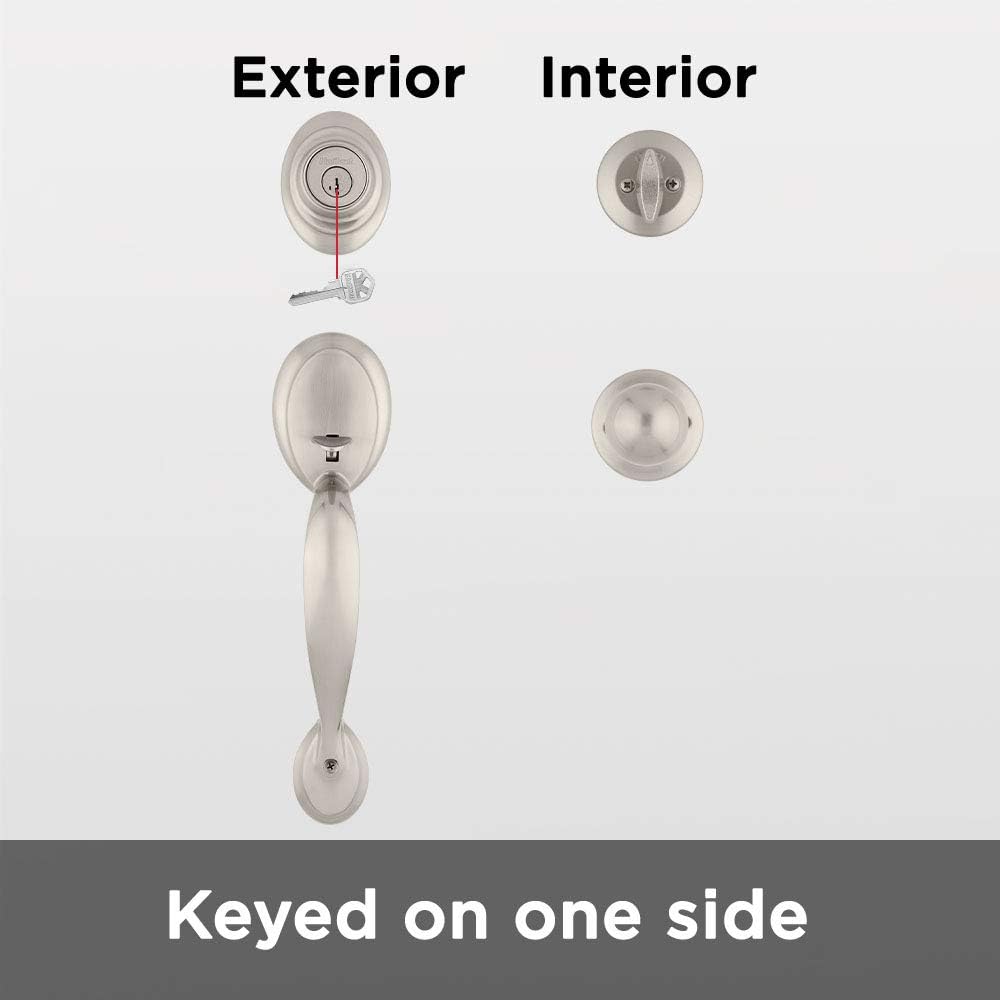 Kwikset 96870-090 Dakota Einzylinder-Griffe mit Poloknauf mit SmartKey in satiniertem Nickel (Metall