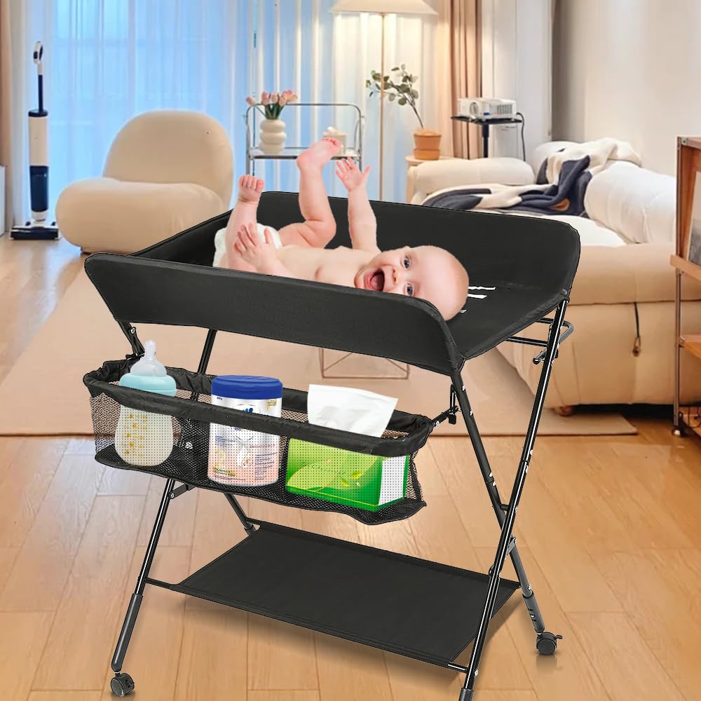 Wickeltisch Faltbar und Tragbar 3 in 1, max. Belastung 25 kg für neue, Wickeltisch mit Aufbewahrungs