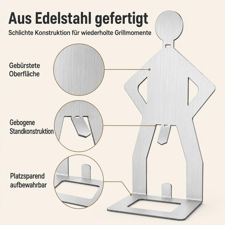 2 Grillmännchen aus Edelstahl, originelle Wursthalter für BBQ &amp; Camping
