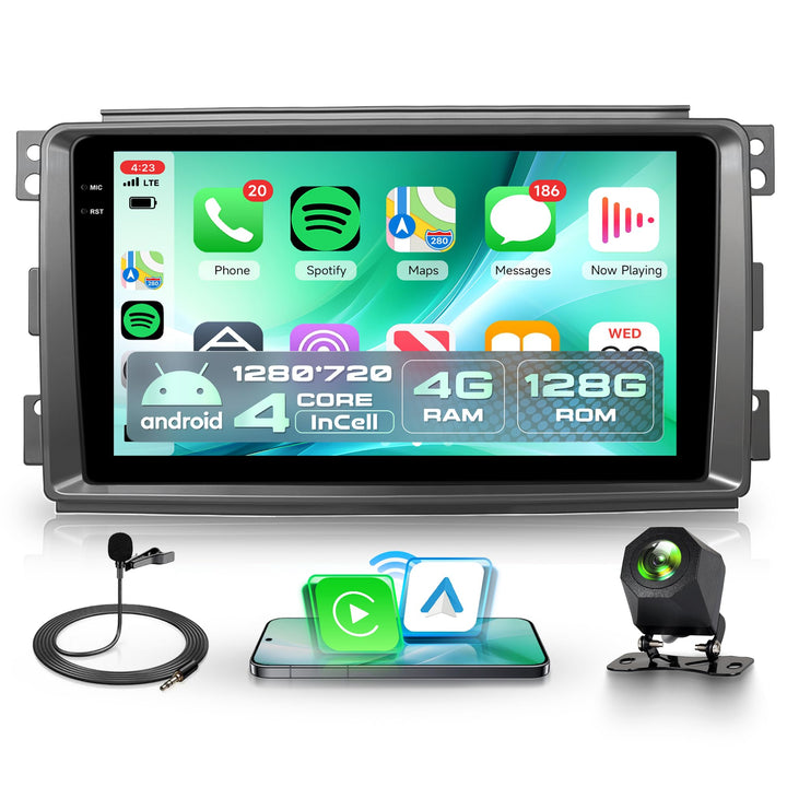 4G+128G Wireless Carplay Android 15 Autoradio für Mercedes Benz Smart Fortwo 451 2005-2010 9 Zoll In