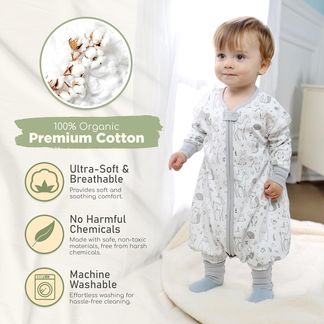 Mama Cheetah Baby Schlafsack, Bio-Baumwolle, Tragbare Babydecke, Schlafsack mit 2-Wege-Reissverschlu