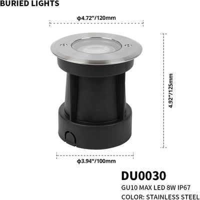 DAWALIGHT Bodeneinbauleuchten Aussen IP67 Wasserdicht Bodenstrahler Aussen 5W GU10 Gartenstrahler Bo