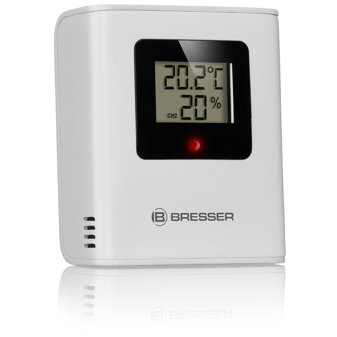 Bresser Funkwetterstation mit Aussensensor transparentem Display Temperatur Luftfeuchtigkeit Wecker