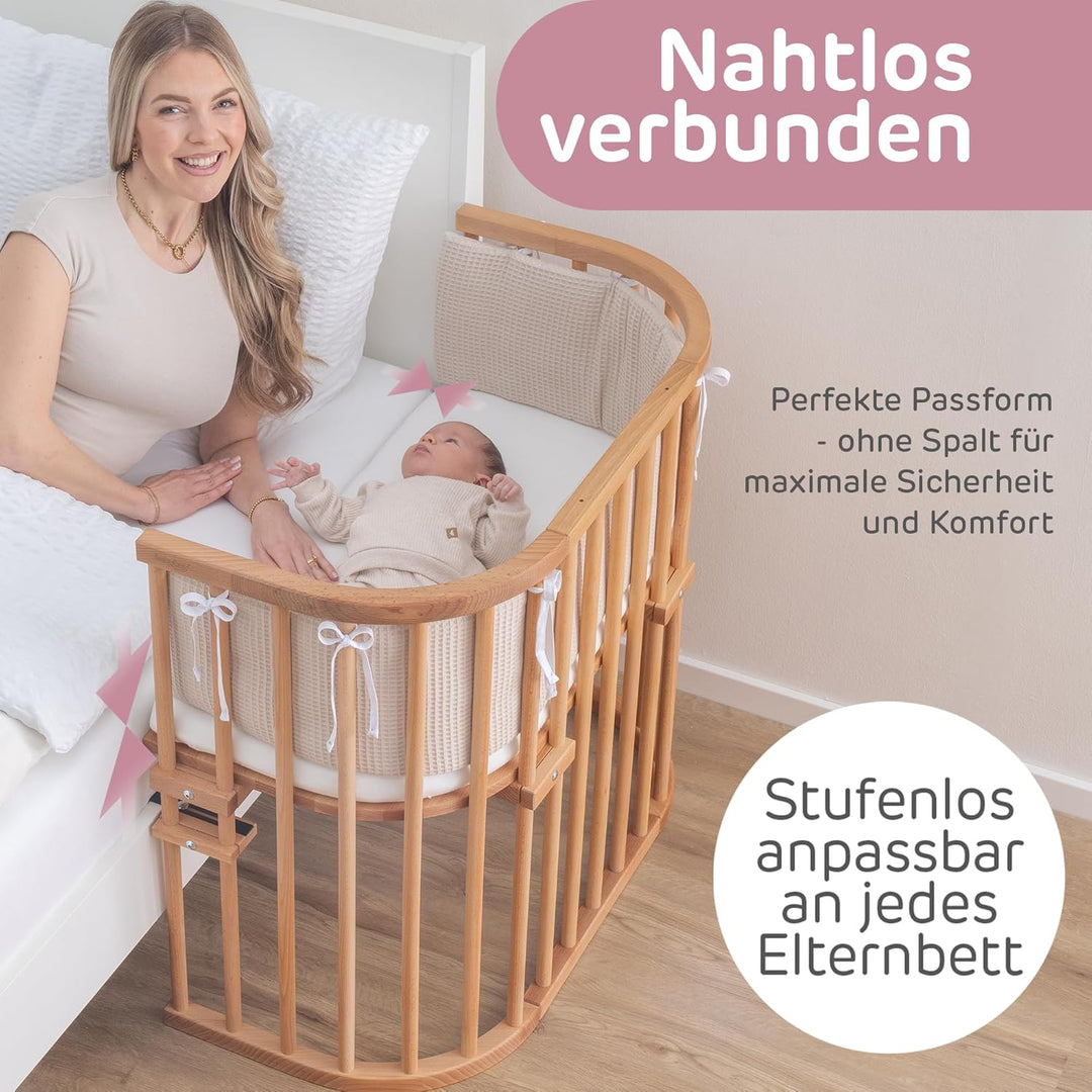 babybay Original Beistellbett aus massivem Buchenholz/kompakt & verwandelbar/Kinderbett Höhe stufenl