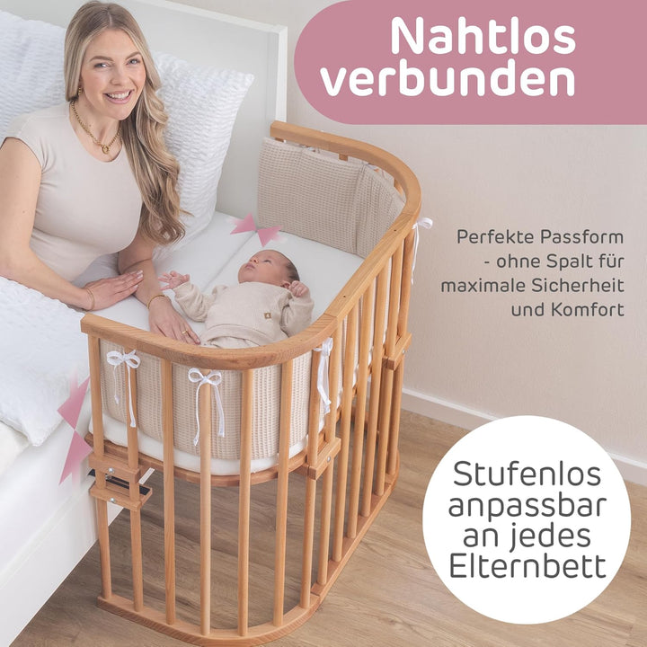 babybay Original Beistellbett aus massivem Buchenholz/kompakt & verwandelbar/Kinderbett Höhe stufenl
