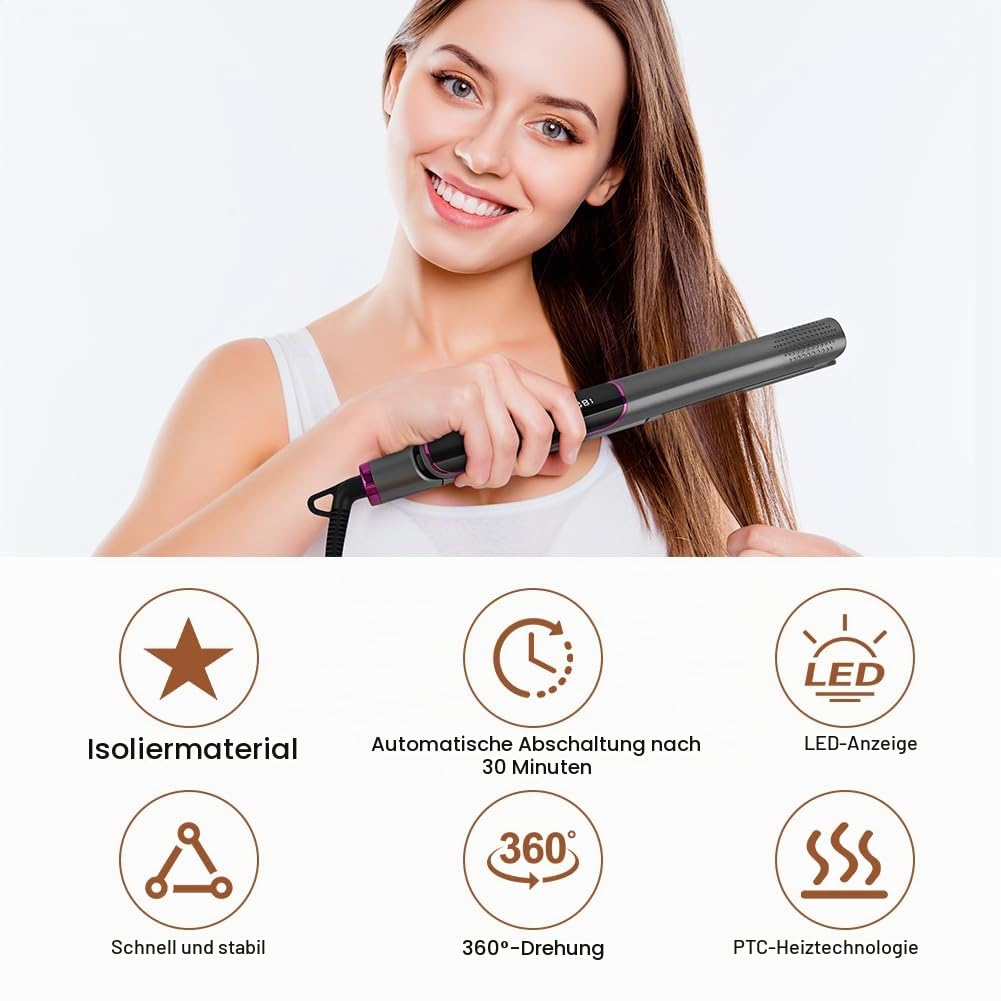 LOPHE Glätteisen, 2 in 1 Haarglätter Locken und Glätten, Glatteiseisen Hair Straightener, Anti-Frizz