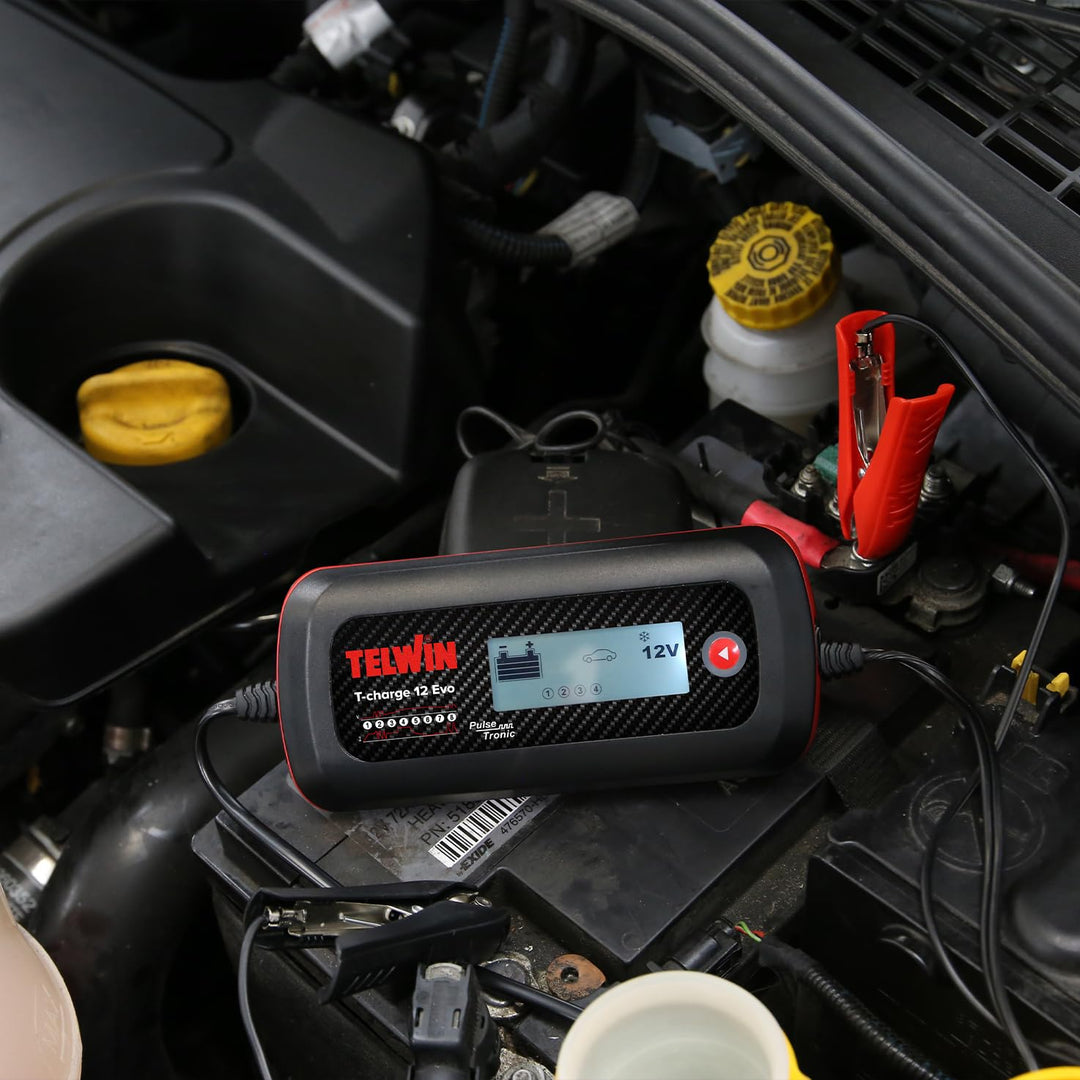 Telwin T-Charge 12 EVO: Ladegerät, elektronischer Ladungserhalter und Multifunktionstester 6/12 V mi