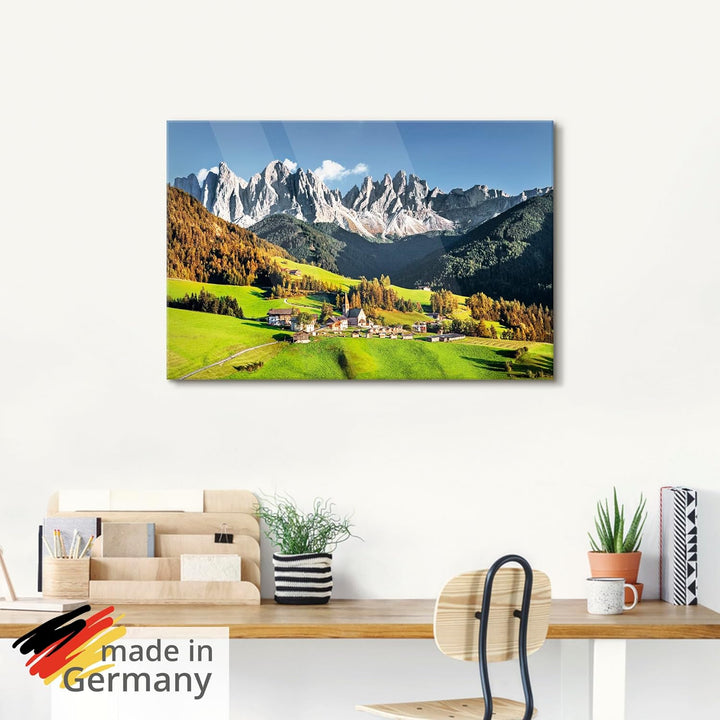 Glasbilder Wandbild Glas Bild einteilig 100x50 cm Querformat Alpen Landschaft Berge Natur Italien Sa