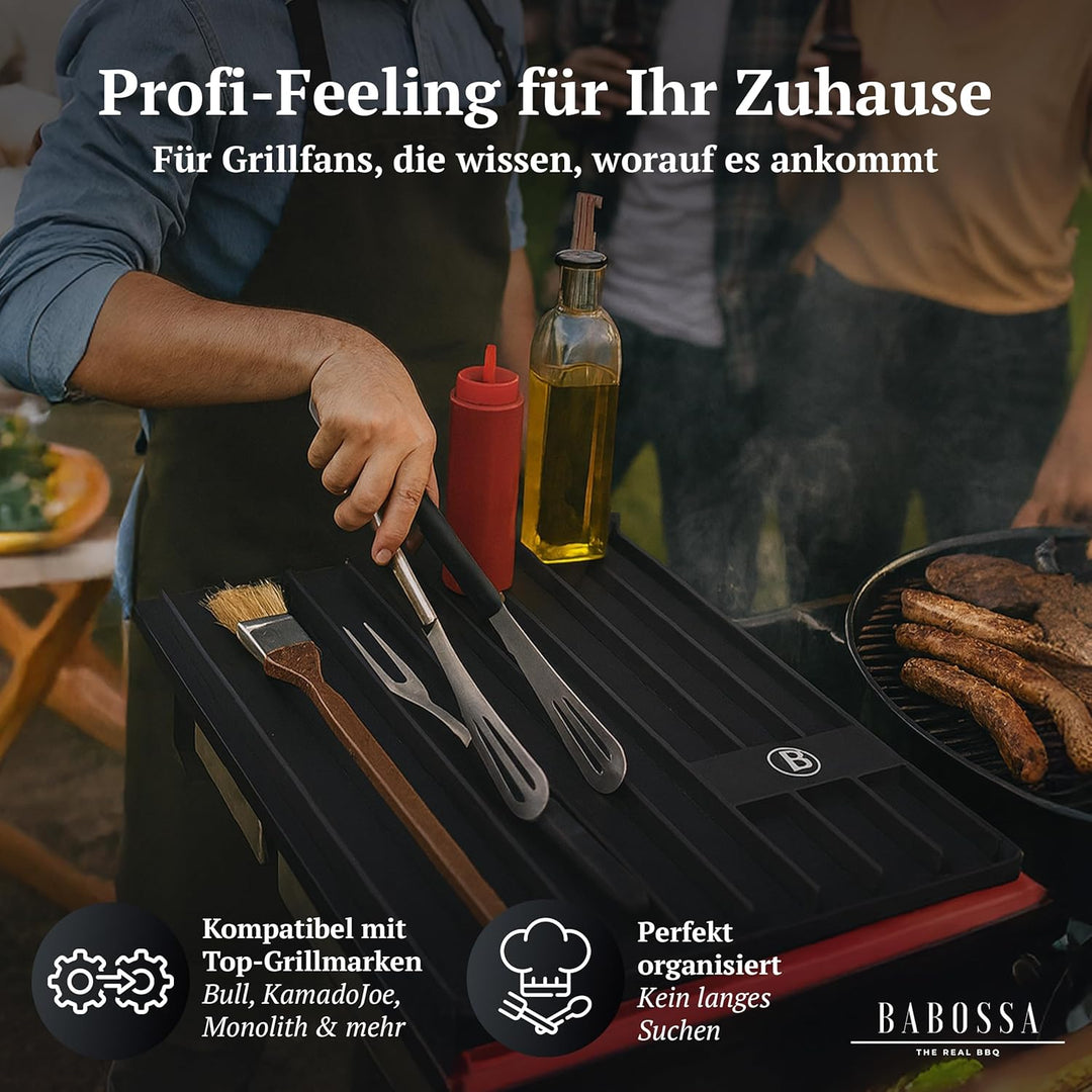 BABOSSA Magnetische Besteckablage – Silikon Grill Matte 39 x 28 cm – Rutsch- und spühlmaschinenfest