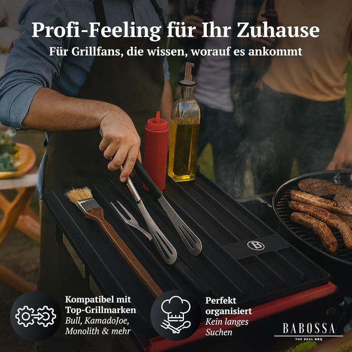 BABOSSA Magnetische Besteckablage – Silikon Grill Matte 39 x 28 cm – Rutsch- und spühlmaschinenfest