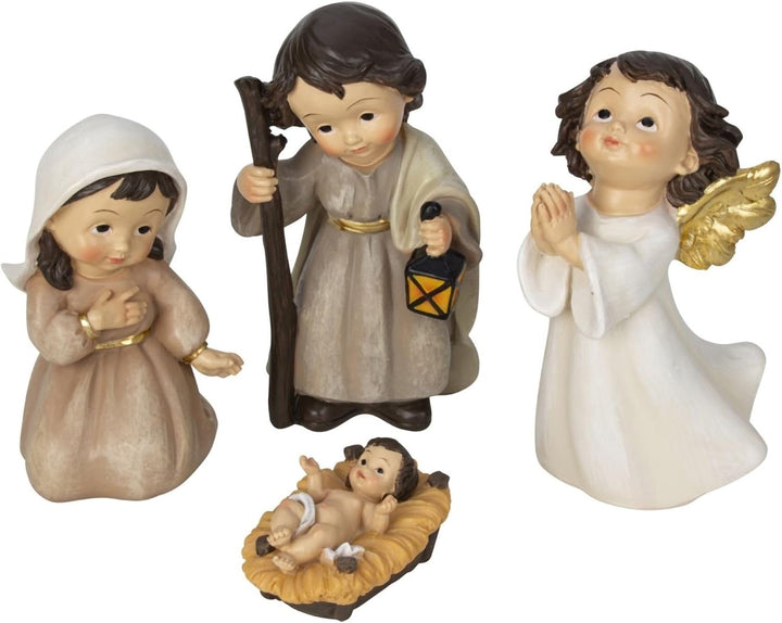 Geschenkestadl Modernes Krippenfiguren Set Kindergesicht 11 teilig 3,5-12,5cm Weihnachtsdekoration W