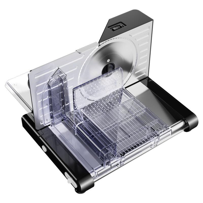 Allesschneider Klappbar Elektrisch, Brotschneidemaschine mit verstellbarer Schnittdicke (0-18mm), Al