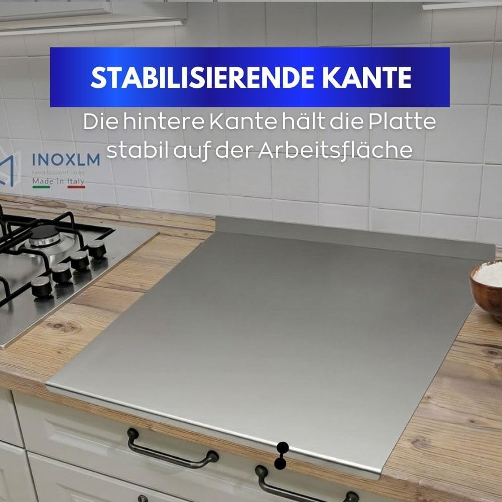 INOXLM Schneidebrett Edelstahl zum Kneten, Edelstahl Arbeitsplatte verschiedene Grössen für Küche, B