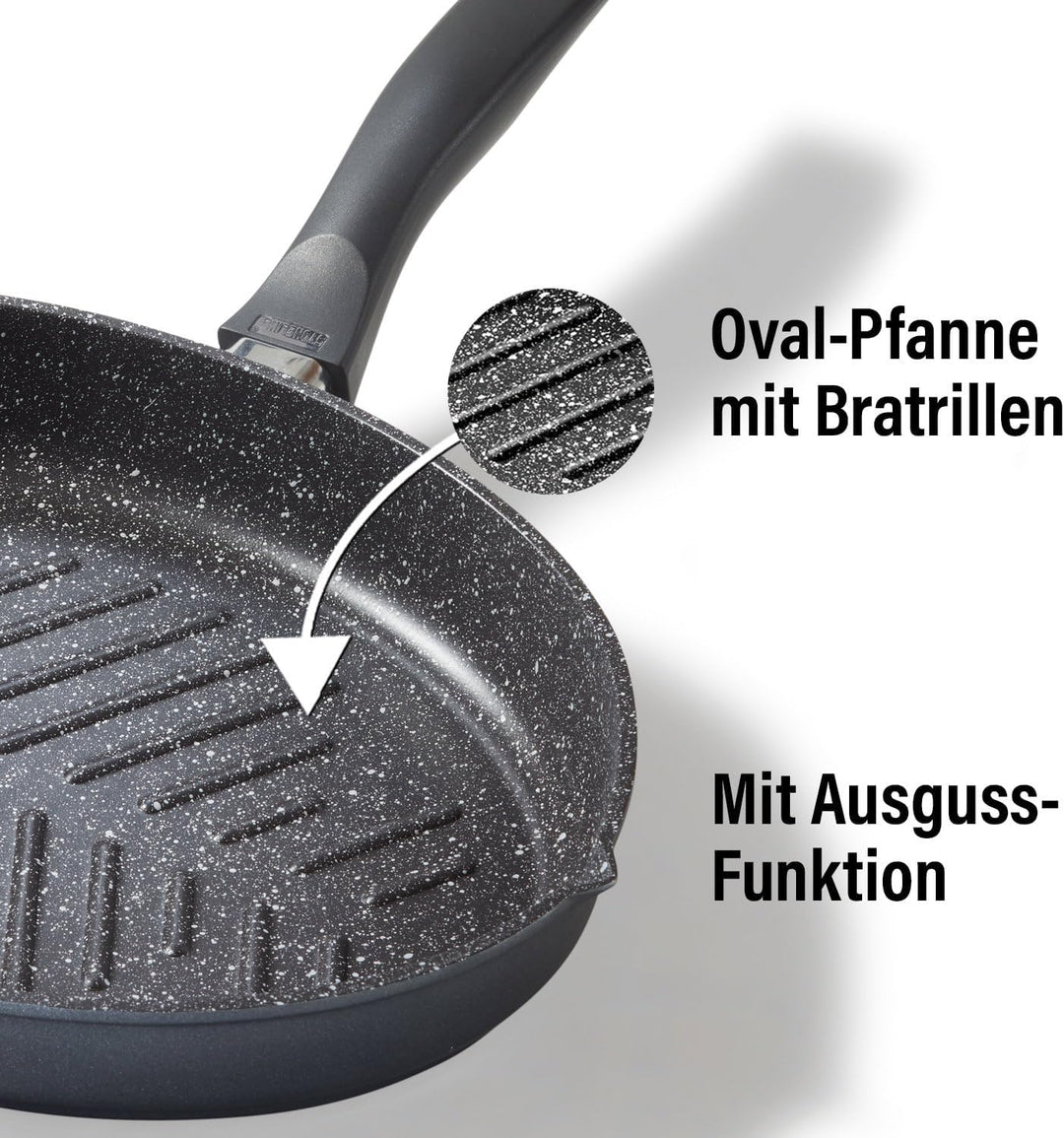 Stoneline XXL Fischpfanne, Schnitzelpfanne, 35,2 x 24,3 cm, mit Deckel, Induktion, Aluguss, Antihaft