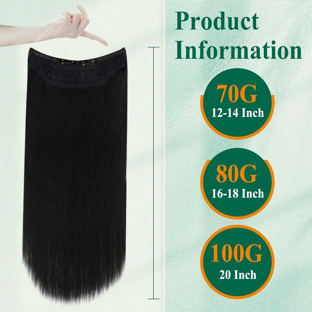 Easyouth Draht Extension Echthaar Schwarz Wire Extension Echthaar 16 Zoll 80g Haarteil mit Draht Ext