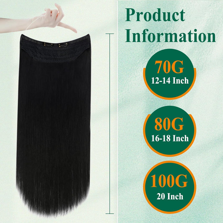 Easyouth Draht Extension Echthaar Schwarz Wire Extension Echthaar 16 Zoll 80g Haarteil mit Draht Ext