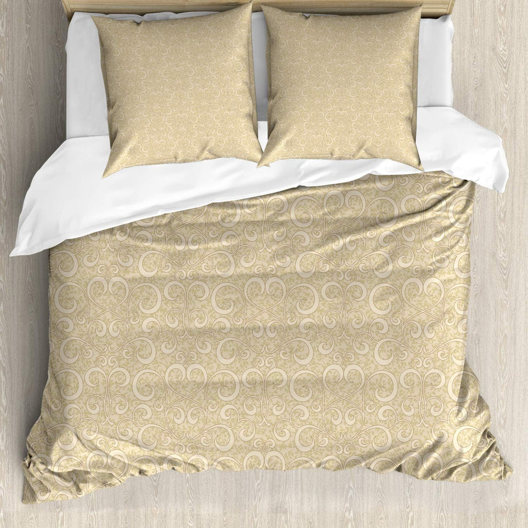 ABAKUHAUS Boho Bettwäsche Set für Doppelbetten, Gewirbelte Blumenmuster, Weicher Microfaserstoff All