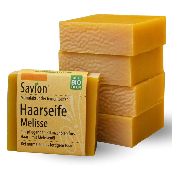 Savion 4+1 Bio Haarseife Melisse, Vegan, Handgemacht, Palmölfrei, Plastikfrei, 5x 85gr 1.42 g (300er