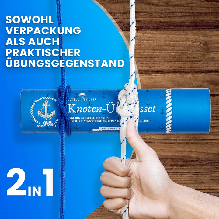 Knoten-Übungsset für den Sportbootführerschein See Binnen SBF mit Video-Anleitung - inkl. 2 x Seilen
