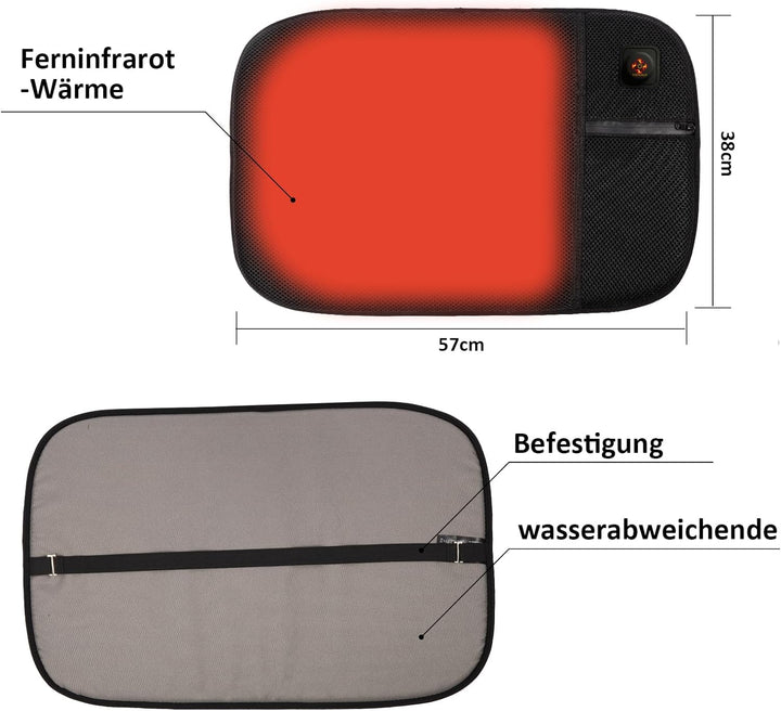 Thermrup Mobiles Beheizbares Sitzkissen USB-Betrieb mit 3-stufiger Temperaturregelung für Zuhause un