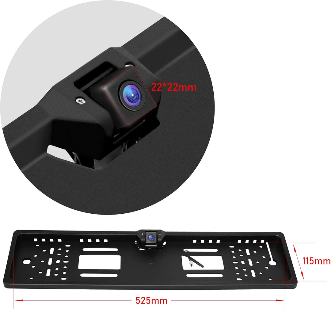 RED WOLF Rückfahrkamera Kennzeichenhalter Nummernschild mit Kamera NTSC PAL Guideline Einparkhilfe m