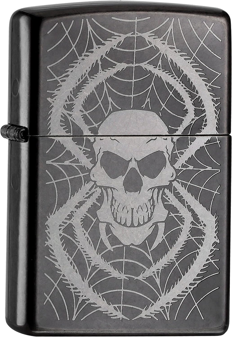 Zippo PL Skull with Legs IN Spider Web ON Gray Dusk Lighter 60001003 Feuerzeug, Messing, Grau, 1 x 3