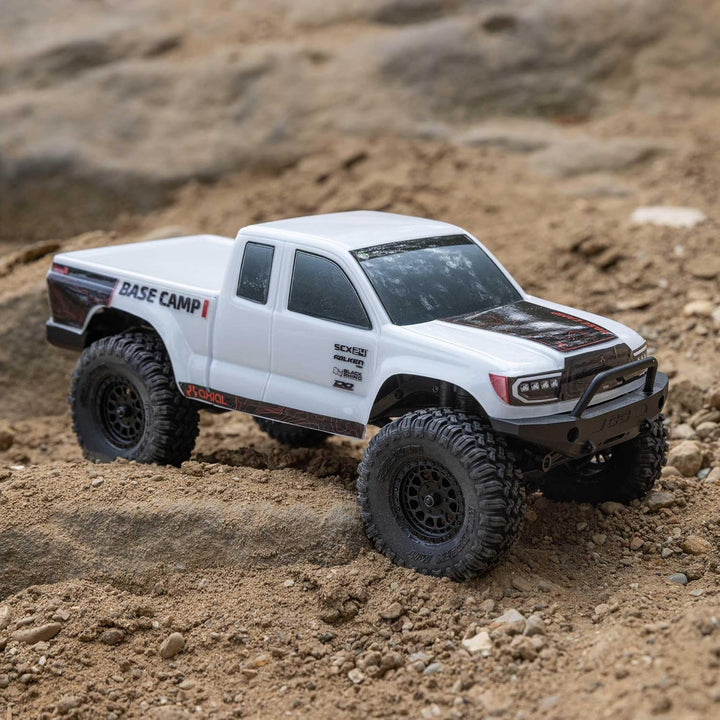 Axial 1/24 SCX24 Base Camp 4X4 RTR Brushed Rock Crawler (Battery & Charger Included), White Mehrfarb