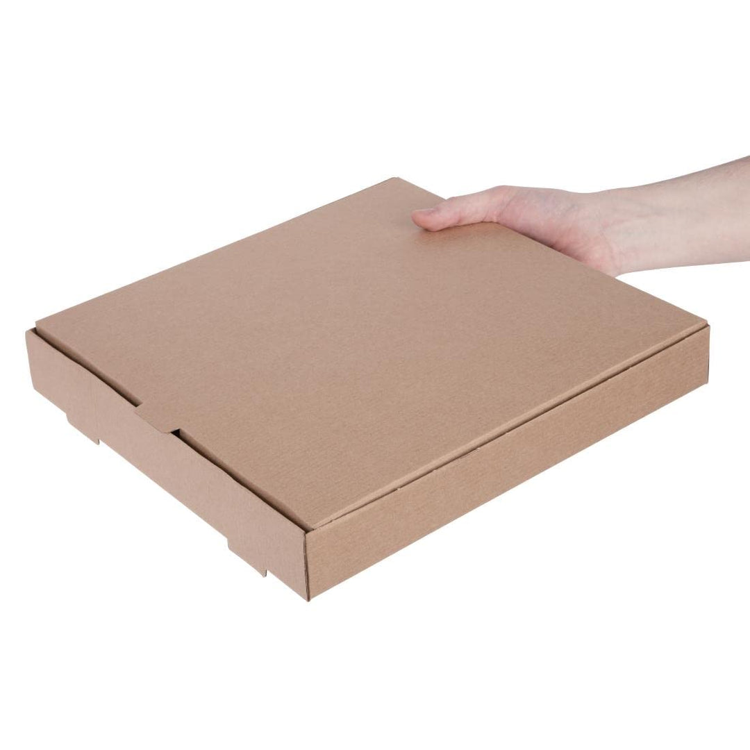 Fiesta kompostierbare Pizzakartons 12 Zoll (Packung mit 100 Stück), Farbe Kraft, gewellte Konstrukti