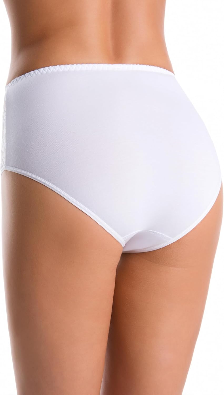 Teyli Damen Slip Taillenslip Baumwolle Hohe Taille mit Spitze 3er Pack XS Weiss, XS Weiss