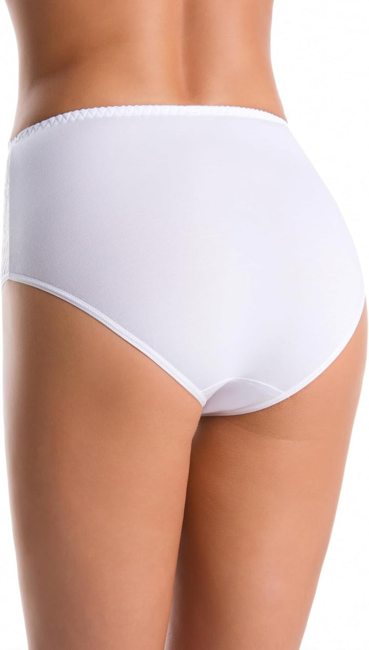 Teyli Damen Slip Taillenslip Baumwolle Hohe Taille mit Spitze 3er Pack XS Weiss, XS Weiss