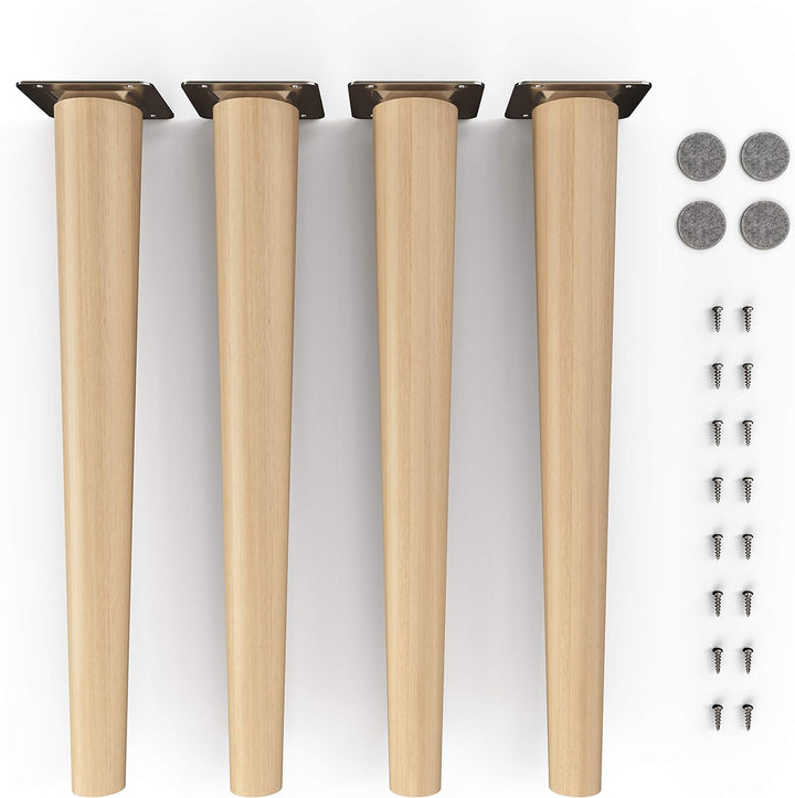 sossai® Holz-Möbelfüsse - Clif Round | Öl-Finish | Höhe: 45 cm | HMF1 | rund, konisch (gerade Ausfüh