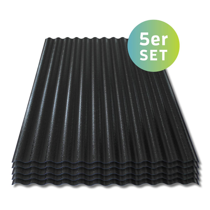 Wellplatten schwarz | 90 x 120 cm | Polycarbonat | Sinus 76/18 | 1mm Stärke (5 Stück)