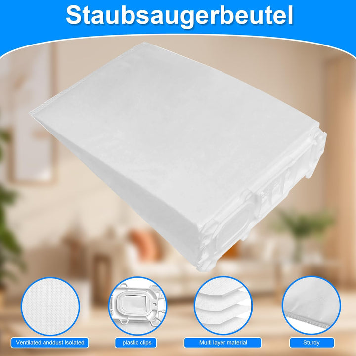 12 Staubsaugerbeutel für Vorwerk Kobold VK135 VK136, Reissfest, Versiegeltes Design, Zubehör Set für