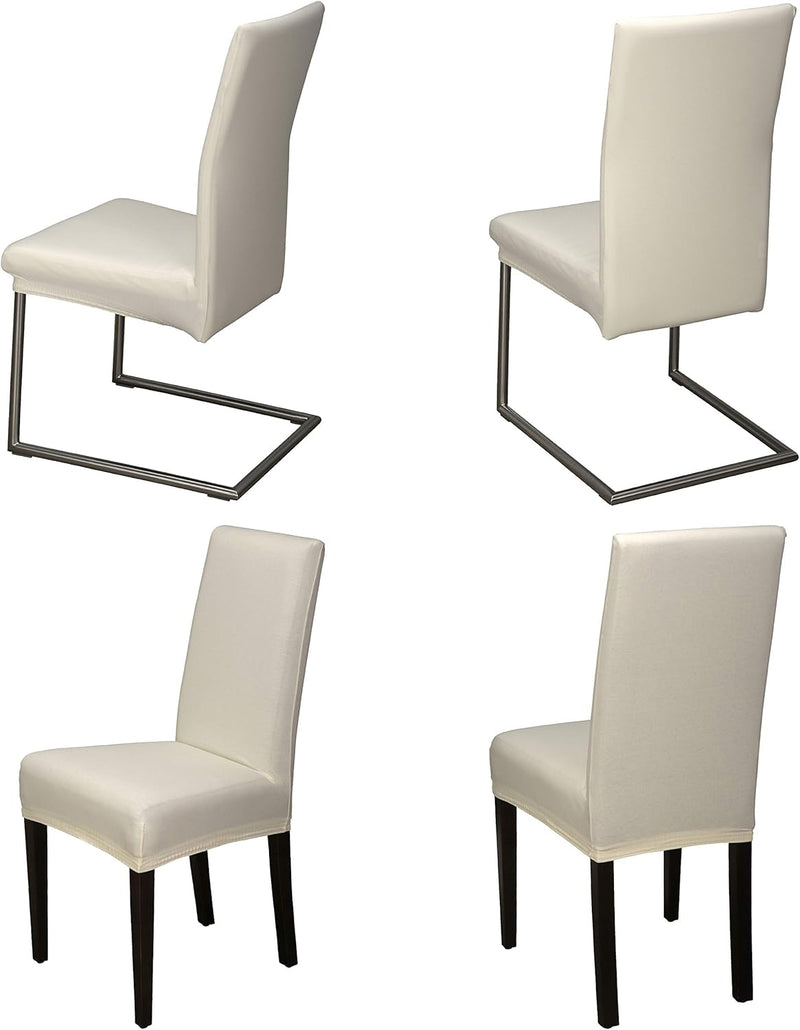 Staboos Stuhlhussen 6er Set - Hohe Elastizität - Stuhlbezug 6er Set - ÖKO TEX Zertifiziert (Creme) 6