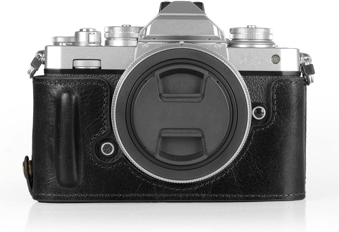 MegaGear MG2016 Ever Ready Genuine Leather Camera Half Case Compatible with Nikon Z fc (Schwarz), Sc