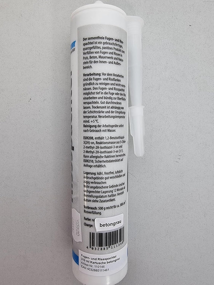 Ruberstein Fugen- und Rissspachtel betongrau, 310 ml Kartusche