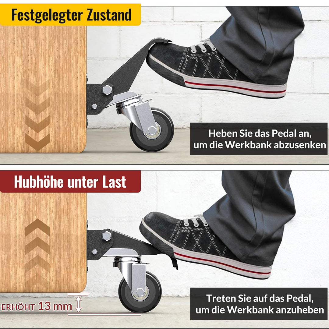 HOLKIE Absenkbare Transportrollen Schwerlastrollen mit Hebe- und Senkfunktion Maximale Belastung von