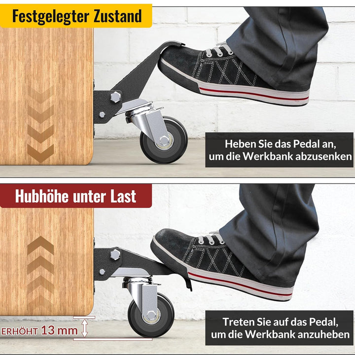 HOLKIE Absenkbare Transportrollen Schwerlastrollen mit Hebe- und Senkfunktion Maximale Belastung von