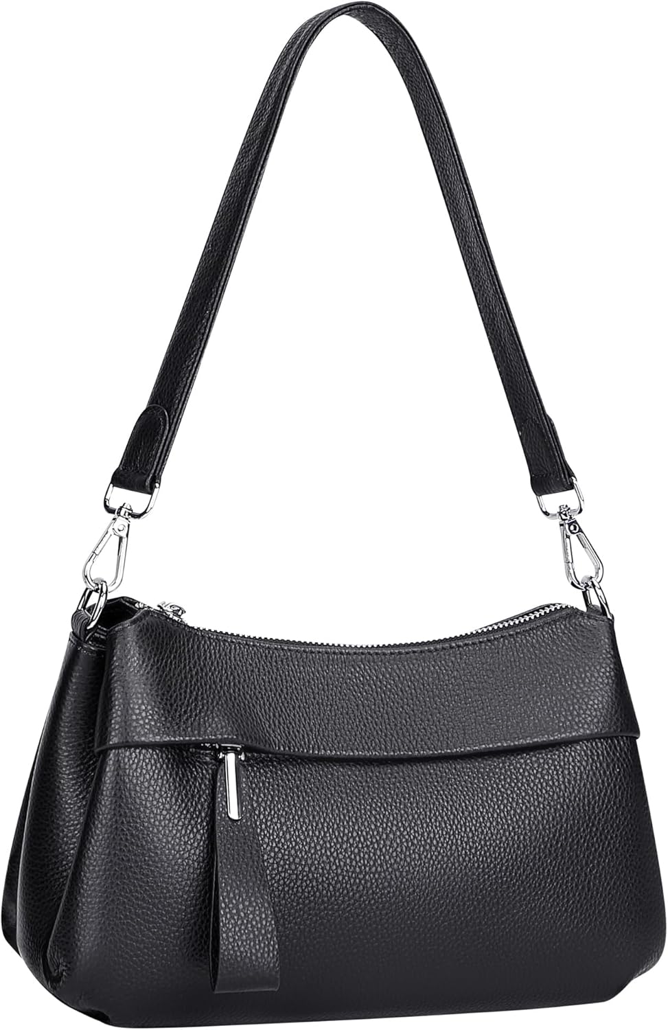 OVER EARTH Leather Handbags for Women Small Hobo Shoulder Bag Ladies Crossbody Purse Silberfarben/Sc