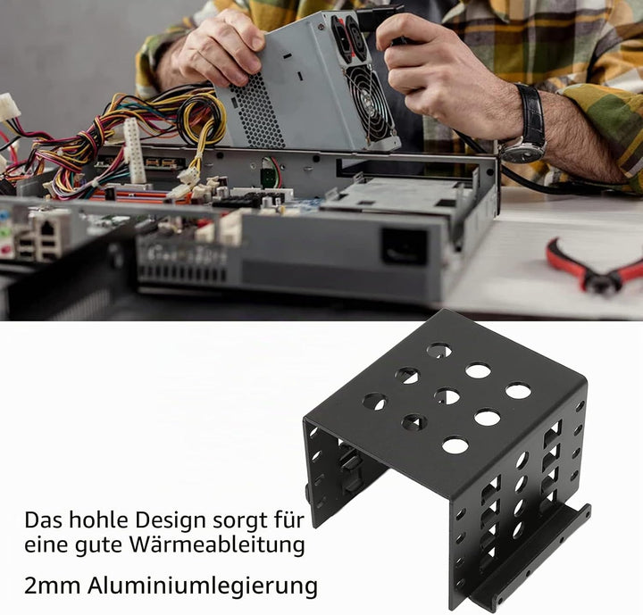 Festplattenkäfig 2er Set für 3,5 Zoll und 2,5 Zoll Festplatten, Aluminiumlegierung Hohldesign, Hohe