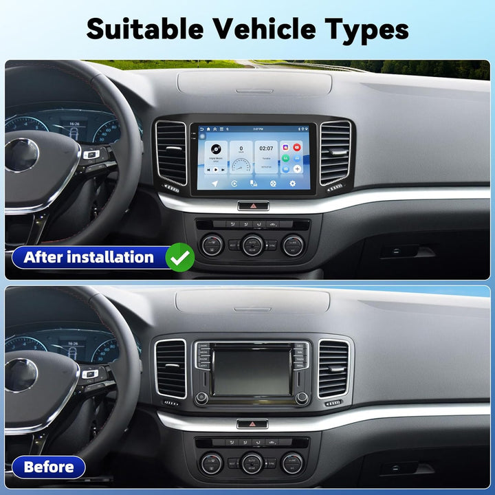 4+128G Android 15 Autoradio für Volkswagen Sharan II 7N Seat Alhambra II 2012-2015, 9" Incell Touchs
