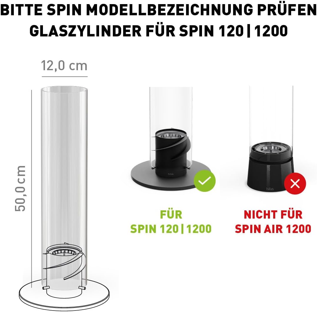 höfats - Spin 120 Ersatzglas - Ersatzteil für Spin 120 Tischfeuer, Fackel, Hängefeuer - Glaszylinder