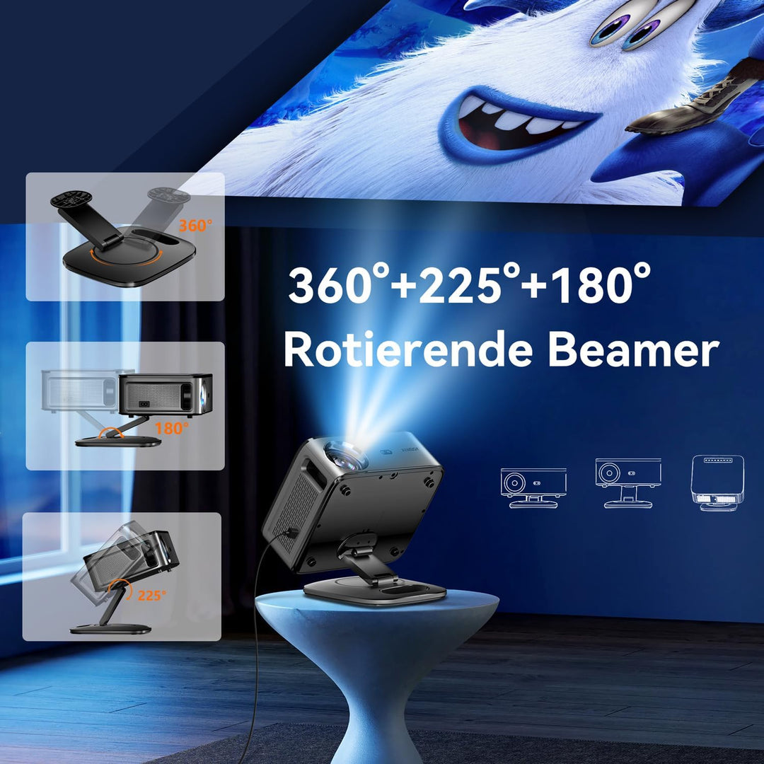 Beamer 4K【1500 ANSI & Google TV/Autofokus】 Full HD 1080P 38000 Lumen XIWBSY Smart Beamer mit WiFi 6,