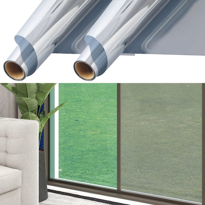 infactory Sonnenschutz-Folie: 4er-Set Isolier-Spiegelfolie, selbstklebend, Sicht-/UV-Schutz,60x200cm