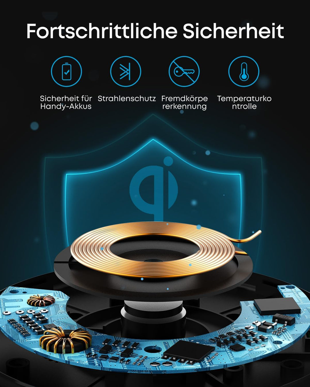 Anker 313 Kabelloses Ladepad Pad, Qi-Zertifiziert 10W Max für iPhone 15/15 Pro/15 Pro Max/14/13/12/1
